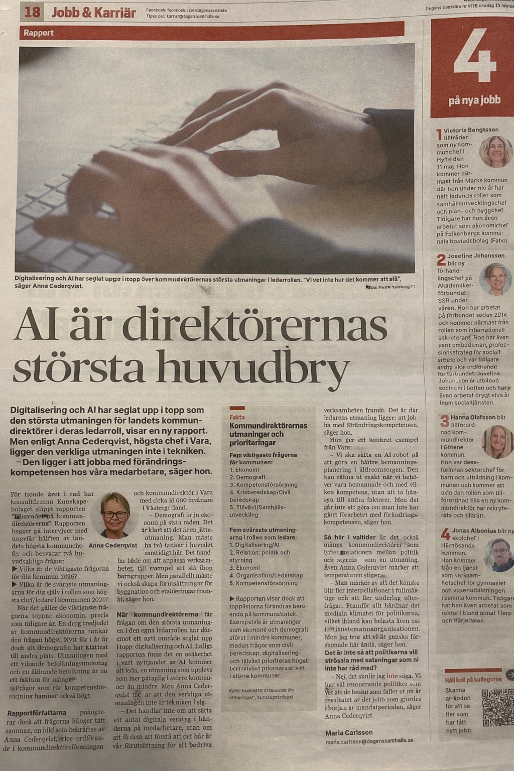 AI och digitalisering – kommundirektörernas största ledarutmaning